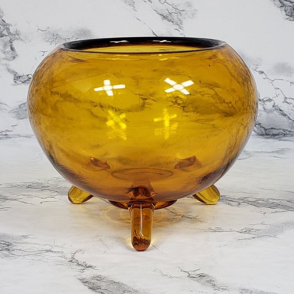 Viking Amber Glass Flower Frog Holder Vintage - Picture 1 of 6